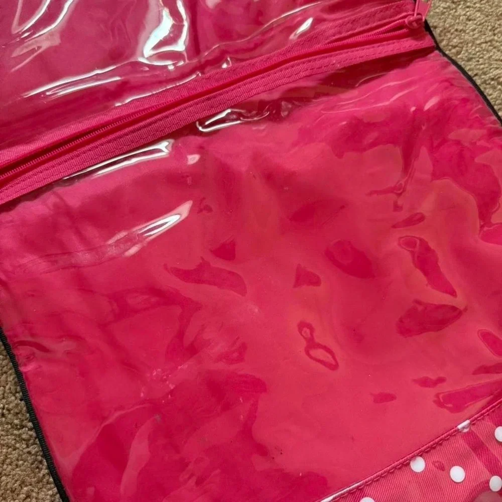 Pink‎ and white polka dot Victoria's Secret makeup/accessory travel bag